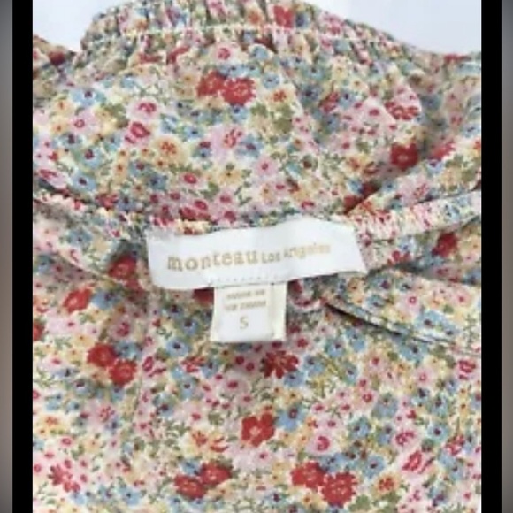 MONTEAU | Floral Halter Top Cinched Waist Size Small - Picture 3 of 4